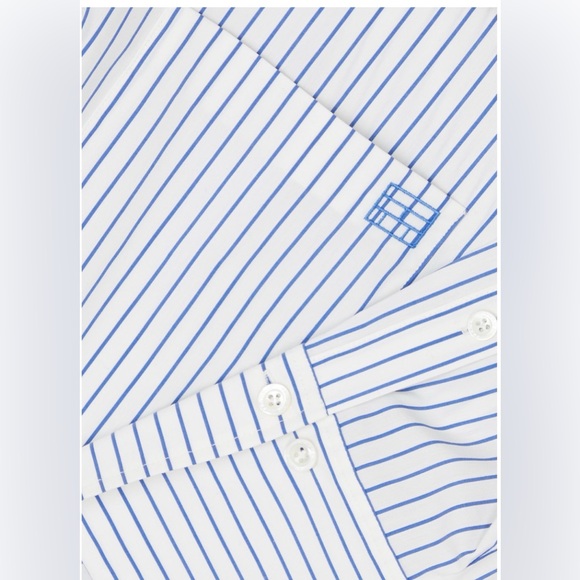 FRAME The Oversized Striped Cotton Shirt In Cobalt Multi S White Button Down - Picture 7 of 16
